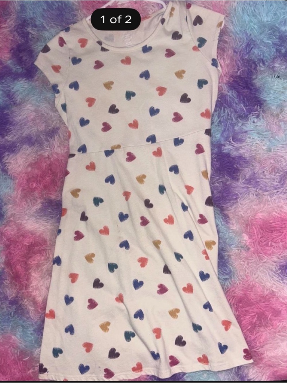 wonder nation Cream Short Sleeve Heart Print Dress - Multi-Color Hearts
